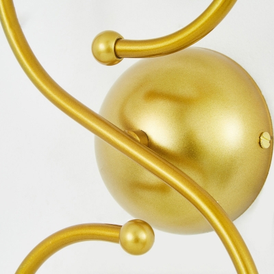 Golden Ball Shape Wall Lamp Modernist 2-Light Milky Glass Wall Light Sconce with Swirling Arm