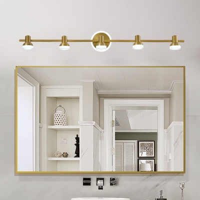 Metal Brass Vanity Sconce Light Linear 1/2/3-Head LED Traditionalist Wall Lamp for Bathroom