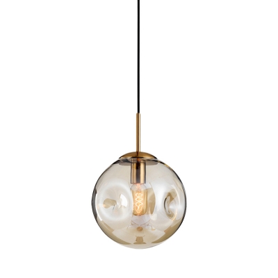 Modern Bubble Hanging Lamp Kit Amber/Smoke Gray Glass 1 Head Dining Room Pendant Light Fixture
