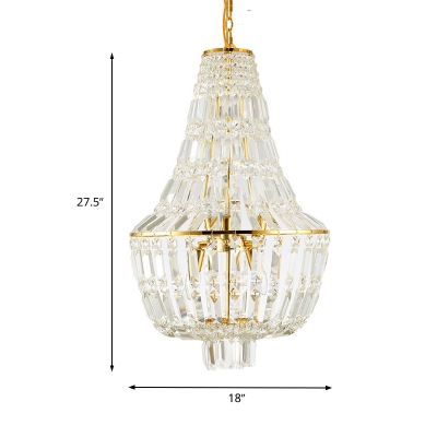 Modernism Gourd Empire Chandelier Crystal 4 Heads Pendant Light Fixture in Silver/Gold
