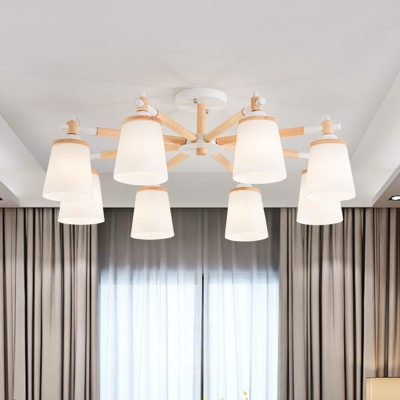 Nordic Stylish Conic Chandelier Lighting White Glass 6/8 Lights Living Room Hanging Ceiling Light