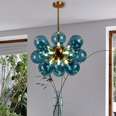 Post Modern Balloon Chandelier Lighting Hand Blown Glass Multi Light Brass Hanging Light