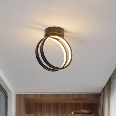 Ring Acrylic Ceiling Mounted Light Simple Black/White LED Flush Light in Warm/White/3 Color Light