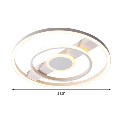 Ring Ceiling Lamp Minimalist Acrylic LED Flush Light Fixture in Remote Control Stepless Dimming/Warm/White Light, 18