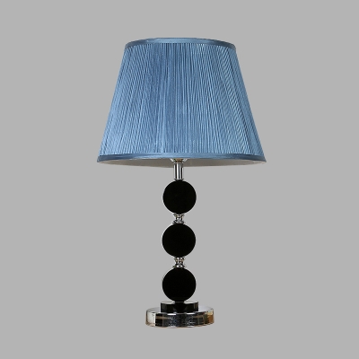 Round Bedroom Table Light Retro Beveled Crystal Prism Single Light Blue Nightstand Lamp
