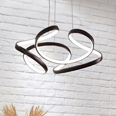 Seamless Curves Hanging Chandelier Minimalist Metal Single Pendant Light with Silica Gel Shade