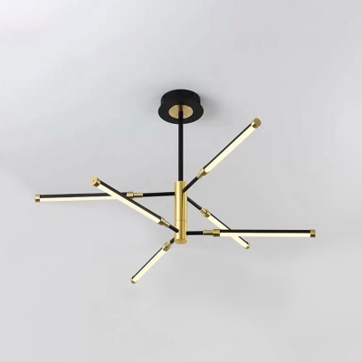 Sputnik Chandelier Lighting Postmodern Acrylic 6/8 Lights Black and Gold/White and Gold Hanging Lamp Kit