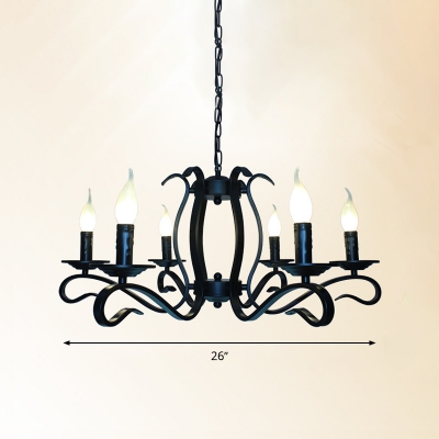 Starburst Living Room Chandelier Lamp Antique Metal 5/6/8 Heads Black Suspended Lighting Fixture