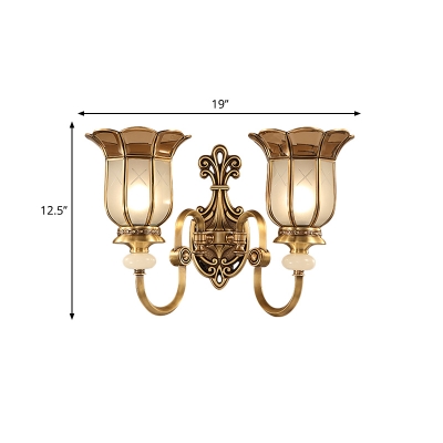 Traditional Bell Sconce Light 1/2-Bulb Brass Metal Wall Lighting Fixture for Bedroom