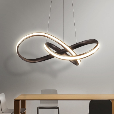 Twist Chandelier Light Fixture Modern Metal Coffee LED Ceiling Pendant Light, Warm/White Light