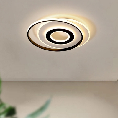 White-Black Circle Flush Mount Light Modern Acrylic LED Ceiling Light Fixture in Warm/White Light, 18