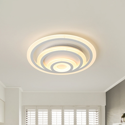 White Oval Flush Light Fixture Modernism Acrylic LED Ceiling Lighting in Warm/White/3 Color Light, 16