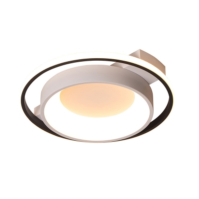 White Ring Ceiling Fixture Minimalist Acrylic LED Flush Mount Fixture in Warm/White Light, 16
