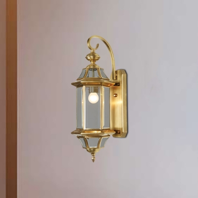 1 Bulb Metal Wall Sconce Traditional Gold Geometric Entry Wall Mounted Light Fixture