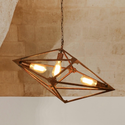 

12"/27.5" Wide Metal Rust Chandelier Light Exposed Bulb 2/3 Lights Industrial Style Hanging Ceiling Fixture, HL585308