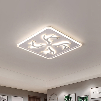 Antler Acrylic Ceiling Light Simple Style White LED Flush Mount Lighting in Remote Control Stepless Dimming/Warm/White Light