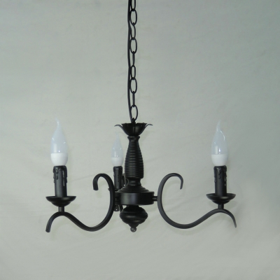 Black Candle Chandelier Lamp Traditional Metal 3/5/6 Heads Living Room Ceiling Hanging Light