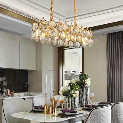 Beveled Glass Crystal Pendant Lighting, Black And Gold Dining Room Chandelier
