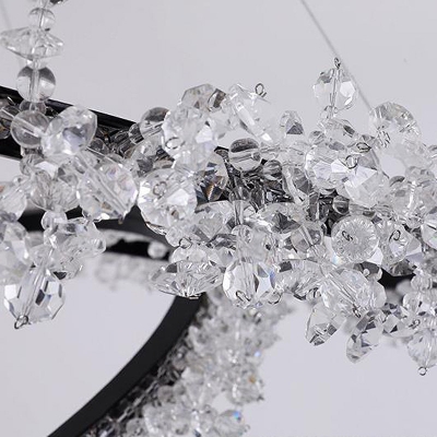 Circular Hanging Chandelier Contemporary Crystal 16