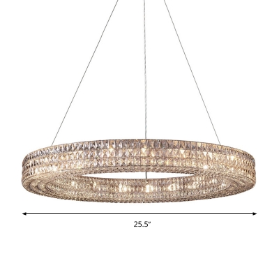 Clear K9 Crystal Ring Hanging Ceiling Light Traditional 6/9 Heads Living Room Chandelier Light