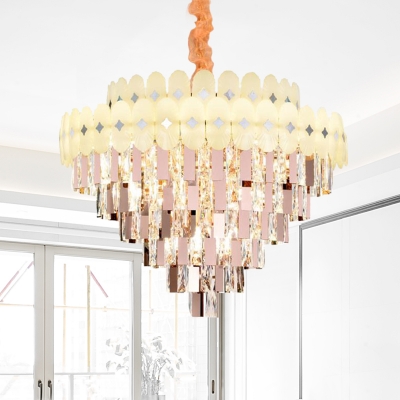 Cone Living Room Chandelier Pendant Light Clear Crystal 12/16/22 Lights Contemporary Ceiling Lamp
