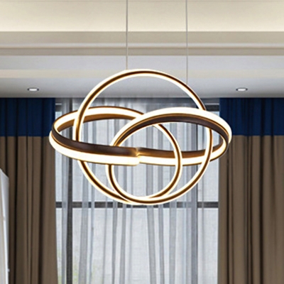 Contemporary Twisted Pendant Lamp Metal Integrated Led Chandelier Lighting for Dining Room