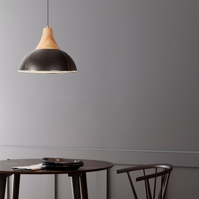 Domed Metal Pendant Lamp Contemporary 1 Light Black Hanging Ceiling Light for Dining Room