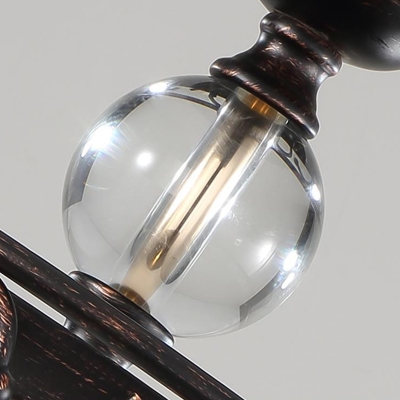 Drum Chandelier Light Fixture Modern Faceted Crystal Ball 3 Heads Antique Copper Suspension Pendant for Bedroom