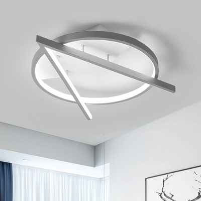 Gray V-Shape Ceiling Mount Light Fixture Simple Acrylic LED Flush Light in Warm/White Light, 16.5