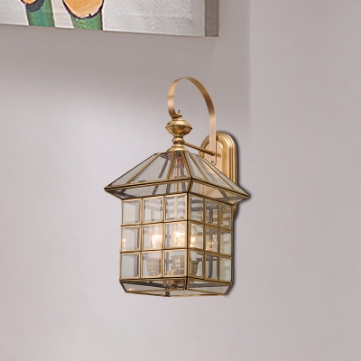 Metal Brass Wall Sconce Lighting Lantern 3-Light Traditional Wall Light Fixture for Foyer