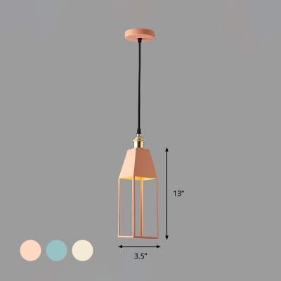 Minimalist House Shaped Metal Pendant Light Fixture 1 Light Hanging Lamp in Gold/Orange/Green for Dining Room