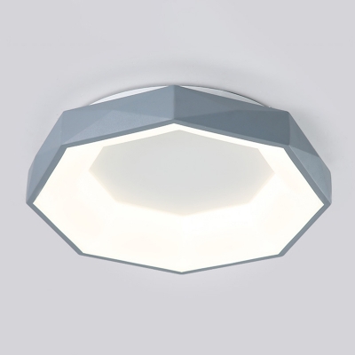 Octagon Flush Mount Light Simple Style Metal Gray/White LED Ceiling Fixture in Warm/White Light, 12