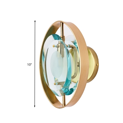 Oval Bedroom Wall Light Sconce Traditional Green Crystal 1 Head Gold LED Wall Lighting Fixture