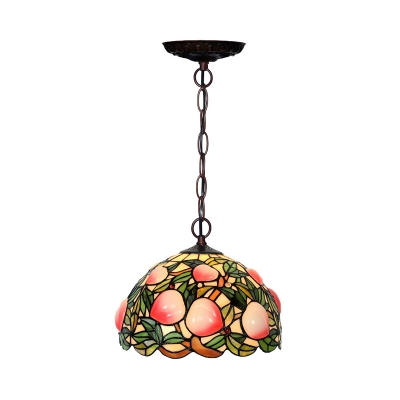 Peach Pink Cut Glass Chandelier Lamp Victorian 1/2/3 Lights Bronze Pendant Light Fixture, 12