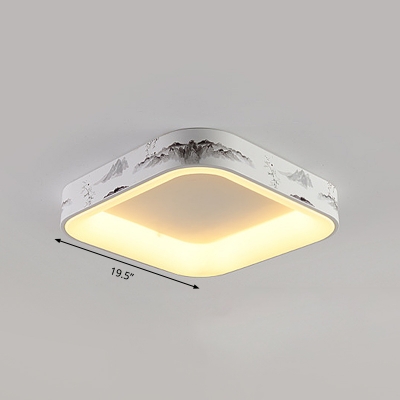 Round/Square Shaped Flush Light Fixture Metal LED White for Bedroom Close to Ceiling Lighting