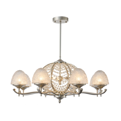 Silver Domed Chandelier Light Fixture Traditional Crystal 8/10 Lights Living Room Hanging Lamp Kit