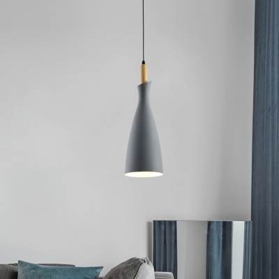 Tapered Pendant Lighting Modern Metal 1 Light Black/White/Grey Hanging Ceiling Light for Dining Room