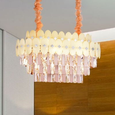 Tiered Clear Crystal Island Light Fixture Contemporary 12 Lights Living Room Pendant Lighting