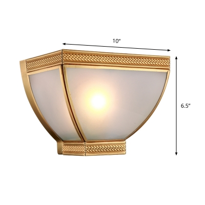 Torch Opaque Glass Flush Wall Light Retro 1 Head Wall Mounted Lamp Kit with Brass Golden Edge