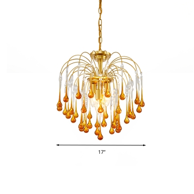 Traditionary Starburst Ceiling Chandelier Clear/Brown Crystal 3/5/6 Bulbs Pendant Light Fixture
