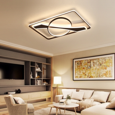 Traverse Acrylic Ceiling Light Fixture Modernism Black LED Flush Mount Lighting in Warm/White Light, 16