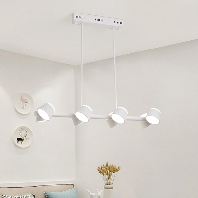 White Linear Chandelier Pendant Light Nordic 8 Lights Metal Hanging Ceiling Light