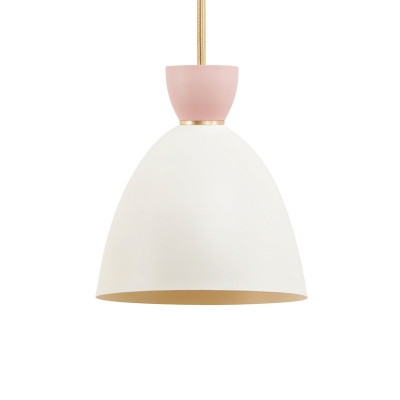 White/Pink Dome Shade Suspension Light Simple 1 Light Metal Pendant Lighting for Dining Room