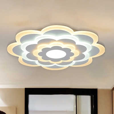 Acrylic Flower Ceiling Lamp Modernism White 15