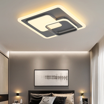 Acrylic Square Ceiling Lamp Modernism Gray LED Flush Mount Lighting in Warm/White Light, 16