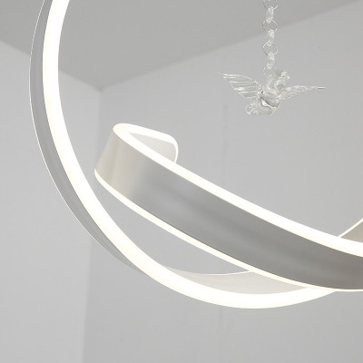 Acrylic Twist Chandelier Light Fixture Minimalist White LED Hanging Light Kit in Warm/White Light