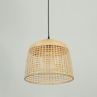 Bamboo Half-Circle Shade Pendant Lighting Fixture Simple 16