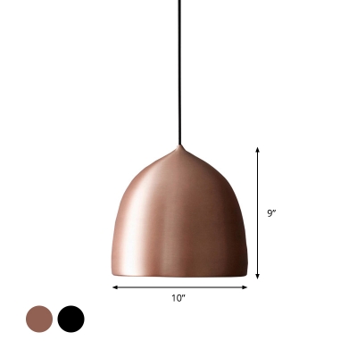 Black/Copper Dome Hanging Pendant Light Contemporary 1 Light Metal Down Lighting Pendant for Dining Room