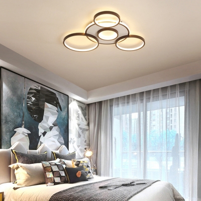 Black Loop Flush Mount Light Minimalist Acrylic LED Ceiling Lamp in Warm/White Light, 27.5