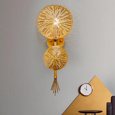 Circular Wall Lamp Contemporary Metal 1 Bulb Sconce Light Fixture in Gold for Bedroom